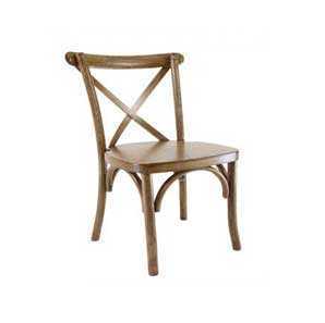 Chestnut wood crossback chair facing forward with a white background.